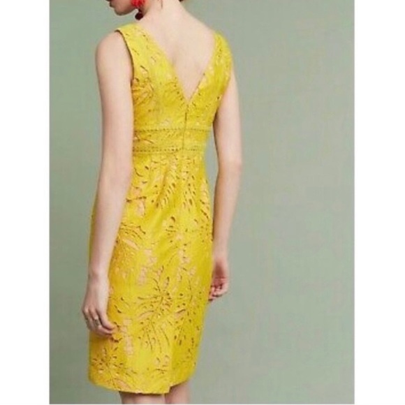 Anthropologie MAEVE Yellow Gold Gardenia Collin Lace Dress — Size 8 NWT - Picture 2 of 6